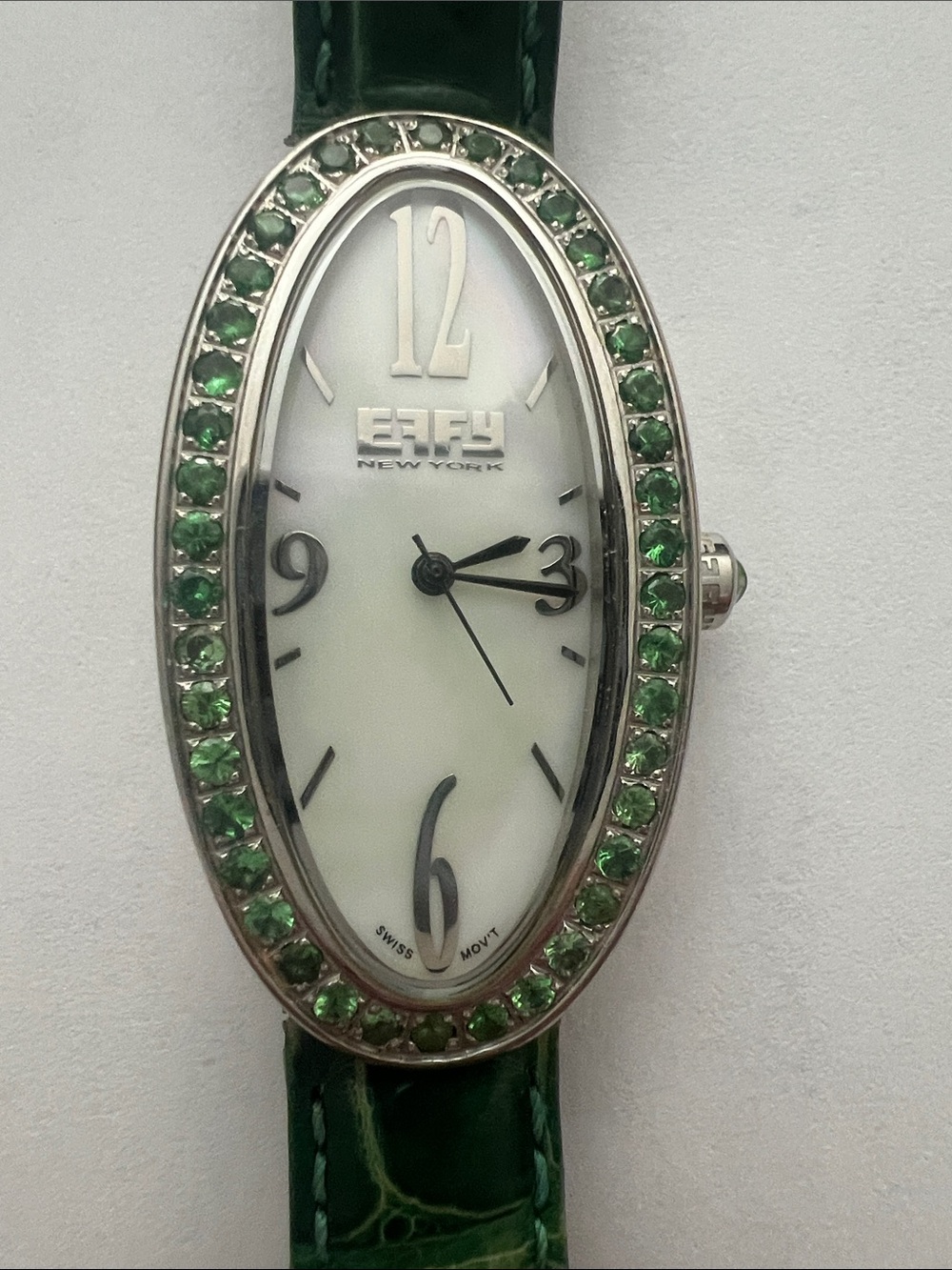 Women's EFFY Green Crystal Oval Watch
